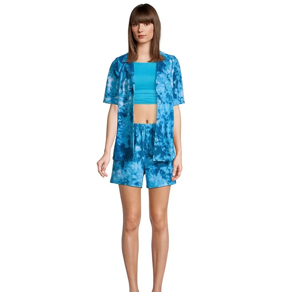 Lands End Terry Cloth Tie Dye Two Piece Swim Suit Cover Up - Picture 3 of 11